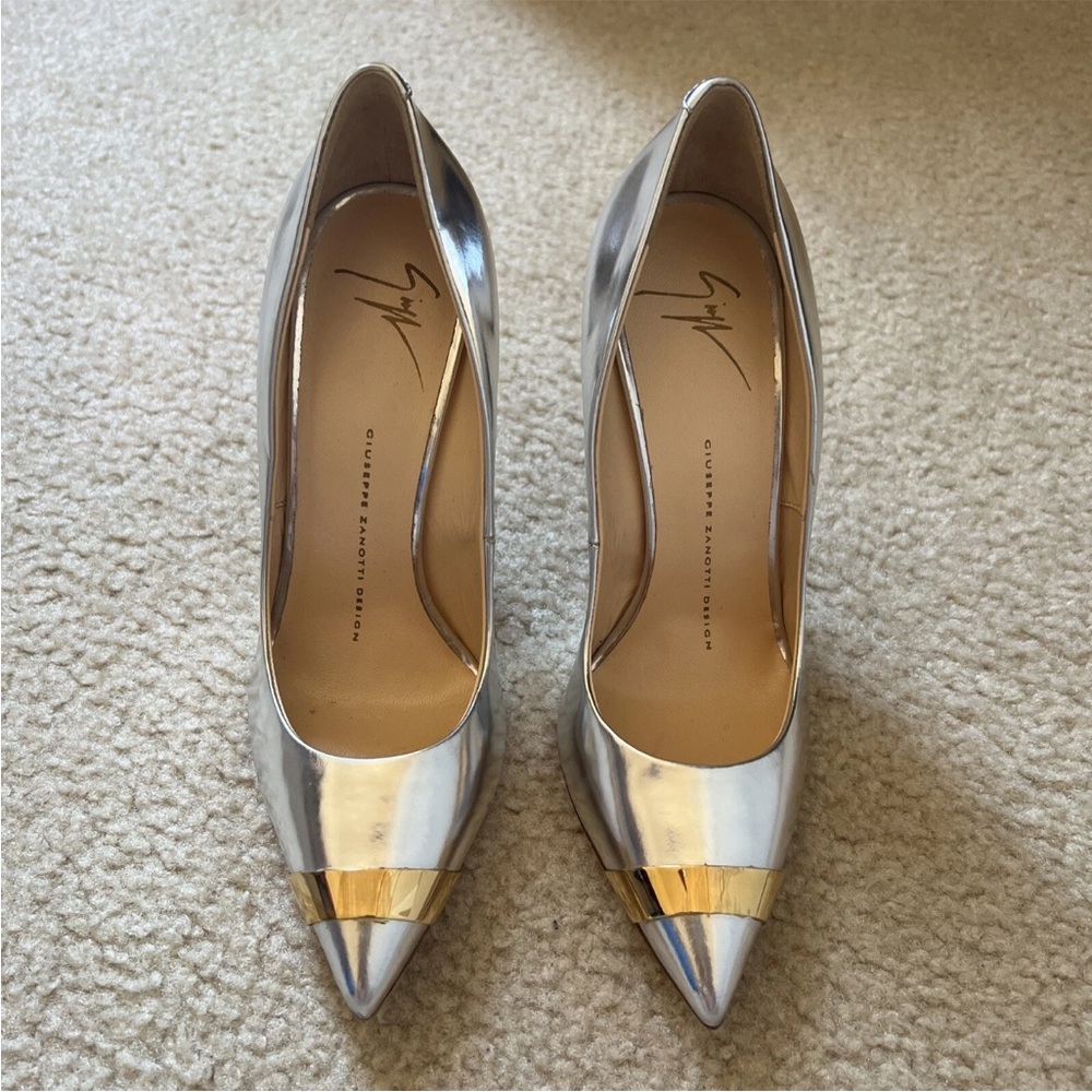 Giuseppe Zanotti Ester Argento Leather Pumps